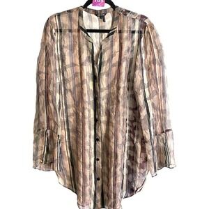 Nic + Zoe Silk top abstract button down Blouse Tunic large